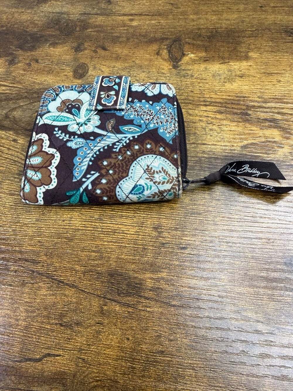 Vera Bradley Quilted Java Blue Petite Zip-Around Wallet